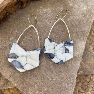 The Leather Feather Hand Made Polymer Clay Marble Earrings